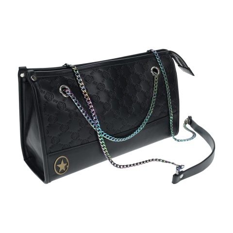 Elegancka, czarna torba z zestawu Venice Collection z designerskim, opalizującym okuciem.