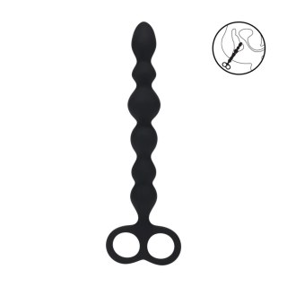 Beaded Silicone Anal Probe with Double Loop - Black