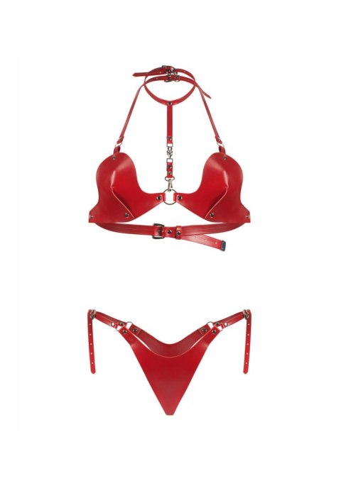 Zbliżenie na sztywne miseczki biustonosza Inferro Red.