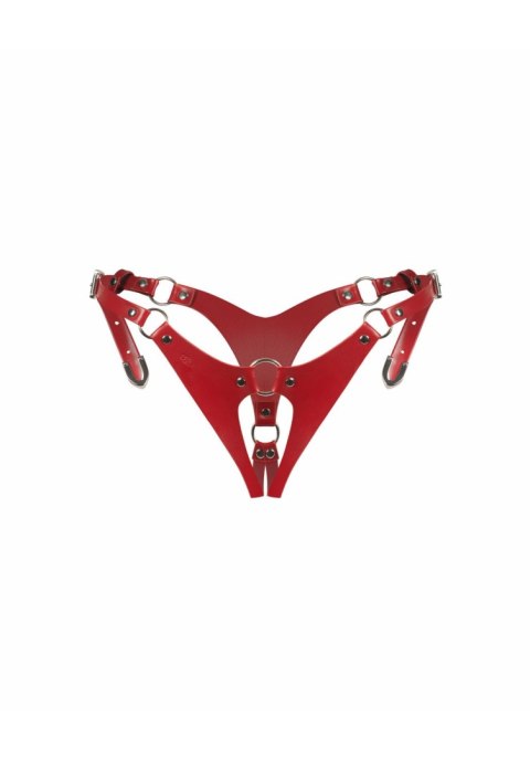 Detal otwartego kroku w stringach Inferro Red.