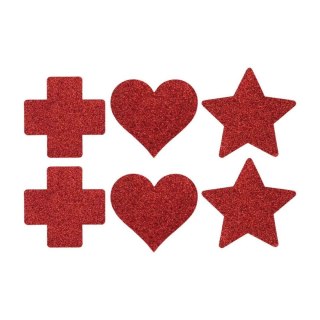 Nipple Cover Set - Cross Star Heart - Red