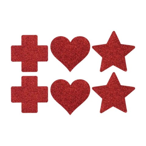 Nipple Cover Set - Cross Star Heart - Red