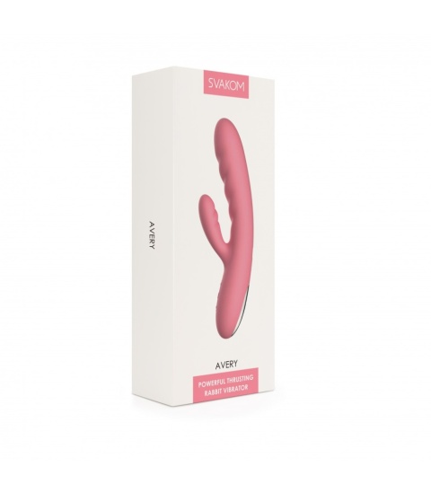 Svakom Avery Pink | Luksusowy Wibrator Króliczek z Funkcją Realistycznych Pchnięć | Podwójna Stymulacja