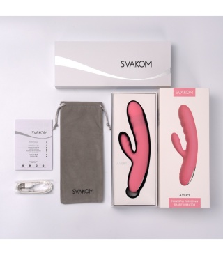 Svakom Avery Pink | Luksusowy Wibrator Króliczek z Funkcją Realistycznych Pchnięć | Podwójna Stymulacja