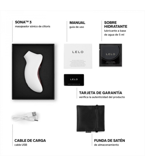 LELO SONA 3 Cream - biały masażer soniczny o ergonomicznym kształcie, widok z przodu na panel sterowania