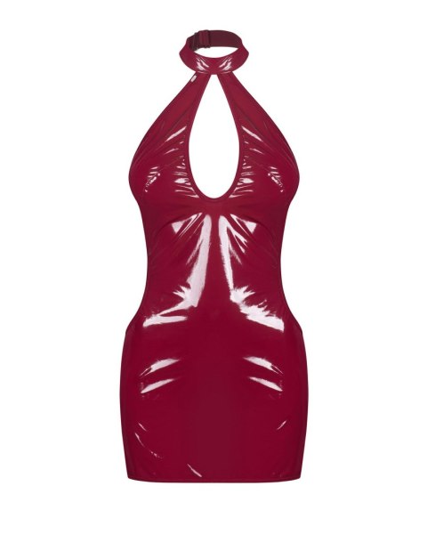 Zbliżenie na głęboki dekolt i choker w sukience Obsessive.