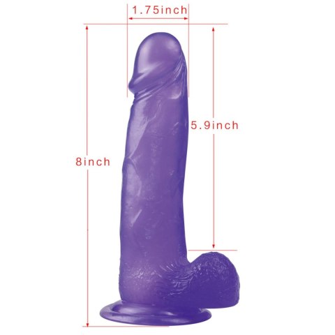 8"" Jelly Studs Crystal Dildo Large Purple