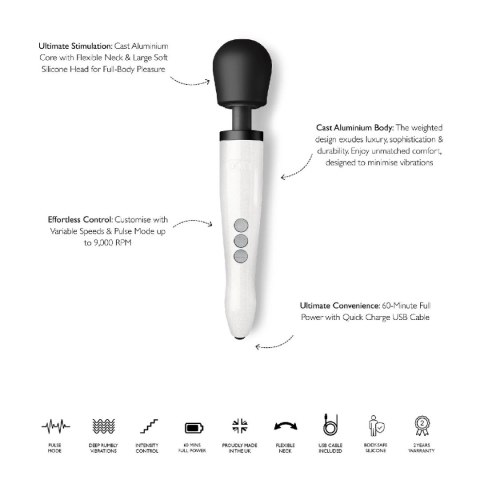 Doxy Wibrator różdżka Die Cast R Rechargeable Wand Massager White Doxy