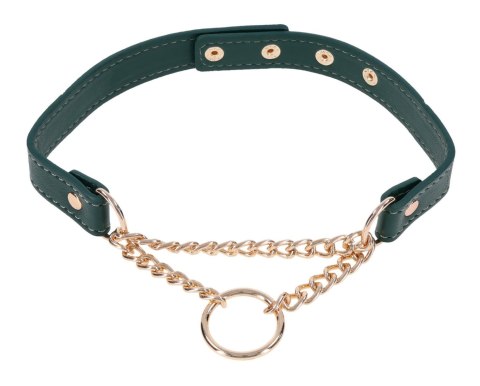Indica Day Collar szmaragdowa obroża wegańska zbliżenie na złote napy