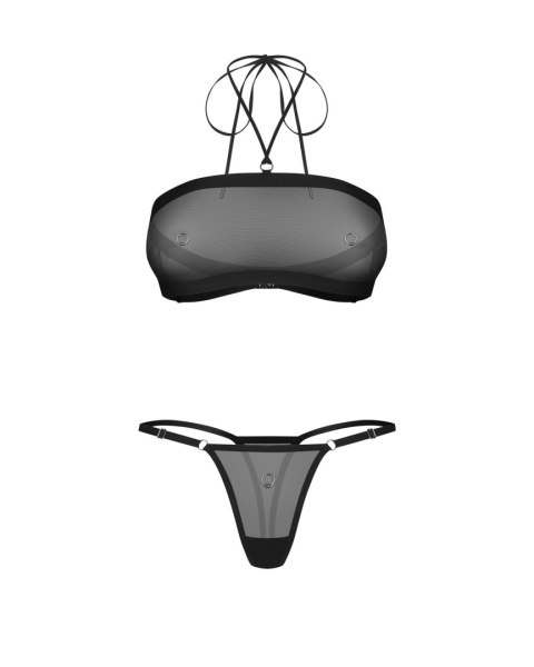 Szeroki, elastyczny pas pod biustem w topie wiązanym na szyi.