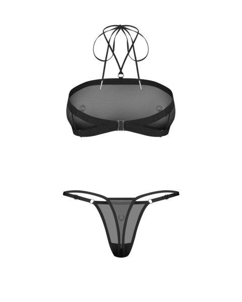 Szeroki, elastyczny pas pod biustem w topie wiązanym na szyi.