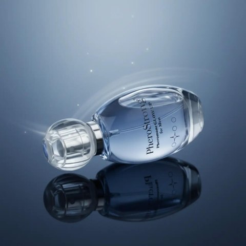 Elegancki błękitny flakon męskich perfum z feromonami PheroStrong Glow up 50ml