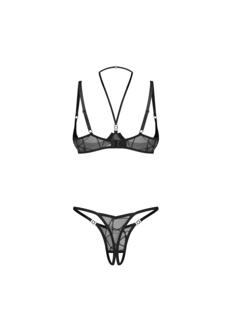 Obsessive Komplet Olianna rozm. 2XL/3XL – Otwarty Biustonosz Cupless i Stringi Crotchless