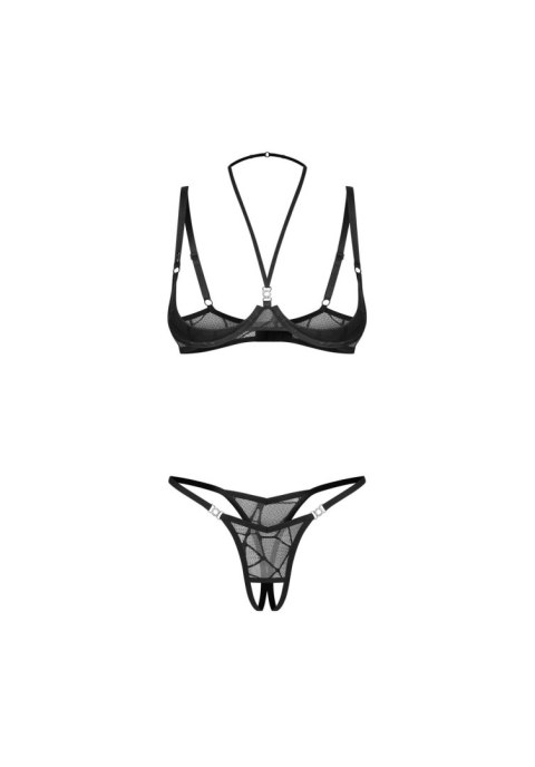 Obsessive Komplet Olianna rozm. L/XL – Otwarty Biustonosz Cupless i Stringi Crotchless
