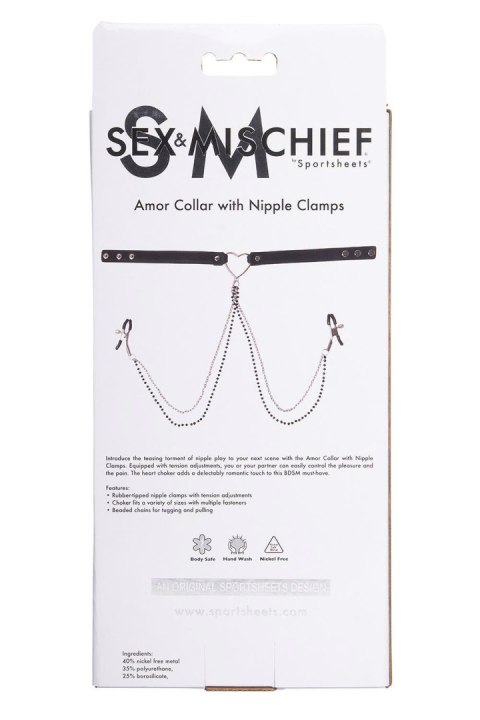 SPORTSHEETS SM AMOR COLLAR WITH NIPPLE JEWELRY SPORTSHEETS SM AMOR COLLAR WITH NIPPLE JEWELRY