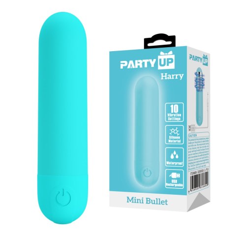 Party Up wibrator mini typ bullet ładowany usb kolor turkusowy Harry