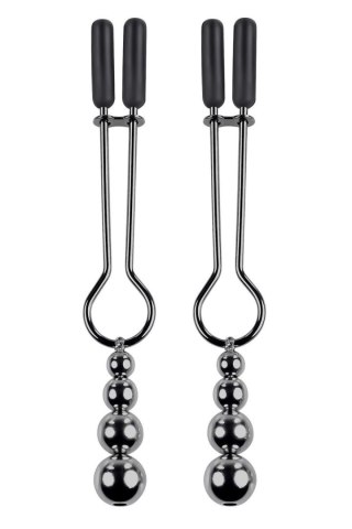 SELOPA BEADED NIPPLE CLAMPS BLACK CHROME
