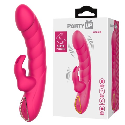 Party Up wibrator mini typ króliczek ładowany magnetycznie kolor ciemny różowy Monica