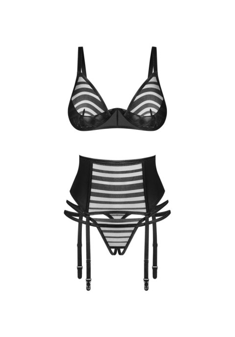 Obsessive Lune Bellis rozm. M/L – Komplet 3-Częściowy Ozdobne Pasy i Otwarte Stringi