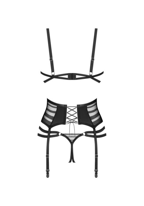 Obsessive Lune Bellis rozm. M/L – Komplet 3-Częściowy Ozdobne Pasy i Otwarte Stringi