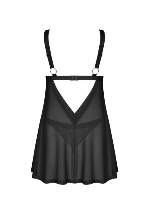 Obsessive Elianes rozm. M/L – Czarna Babydoll z Ozdobnym Sercem i Stringi