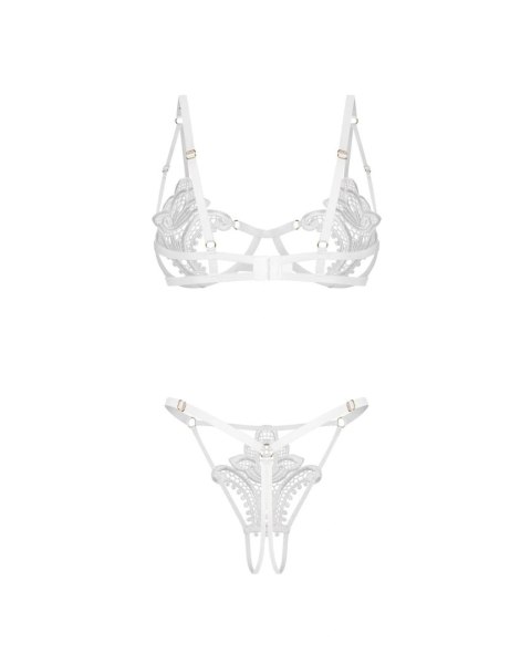 Obsessive Luise Sublim White rozm. S/M – Komplet Biustonosz i Otwarte Stringi