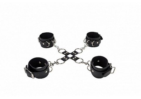 Leather Hand And Legcuffs - Black Leather Hand And Legcuffs - Black