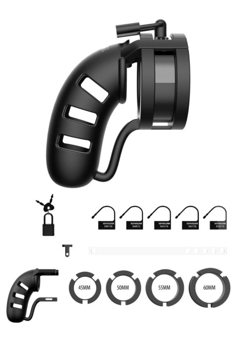 Model 19 - Chastity - 4.5"""" - Sil Cage Ballsplitter - Black Model 19 - Chastity - 4.5"""" - Sil Cage Ballsplitter - Black