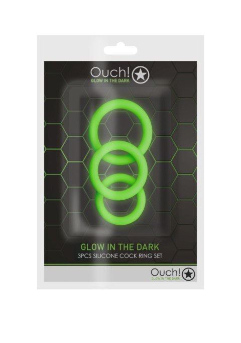 3 pcs Cock Ring Set - Glow in the Dark - Neon Green 3 pcs Cock Ring Set - Glow in the Dark - Neon Green