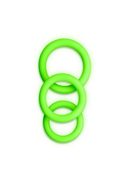 3 pcs Cock Ring Set - Glow in the Dark - Neon Green 3 pcs Cock Ring Set - Glow in the Dark - Neon Green