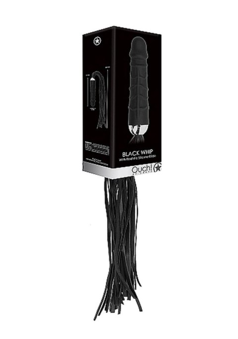 Black Whip with Realistic Silicone Dildo - Black Black Whip with Realistic Silicone Dildo - Black