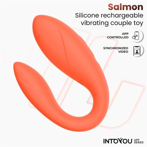 InToYou wibrator dla par — widok całości, kolor łosoś