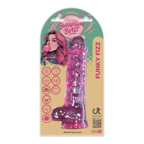 BUBBLEGUM BLAST FUNKY FIZZ PINK CLASSIC JELLY 7,5 INCH DILDO