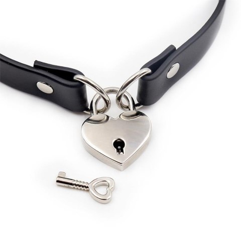 Cinderella choker z kłódką w kształcie serca – czarny, wegańska skóra