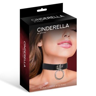 Cinderella choker z ringiem – czarny, wegańska skóra