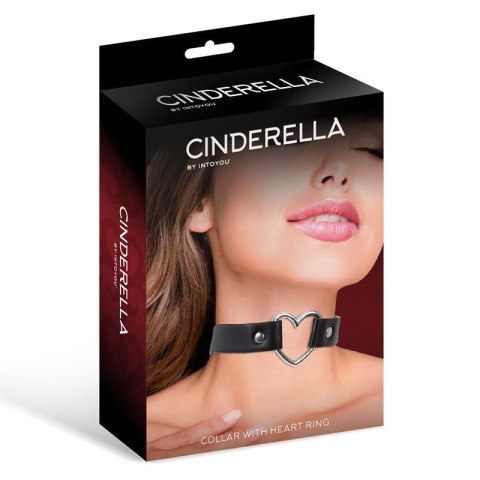 Cinderella choker z sercem – czarny, wegańska skóra