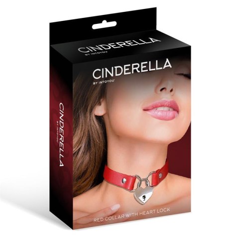 Cinderella choker z kłódką w kształcie serca – czerwony, wegańska skóra