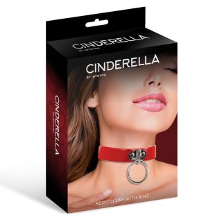Cinderella choker z ringiem – czerwony, wegańska skóra