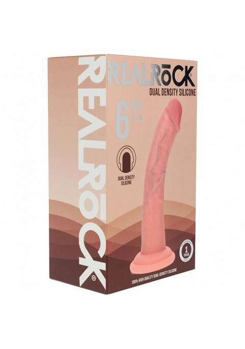 Dual Density Silicone Curved Realistic Dildo with Suction Cup - 6" / 15,5 cm - Flesh