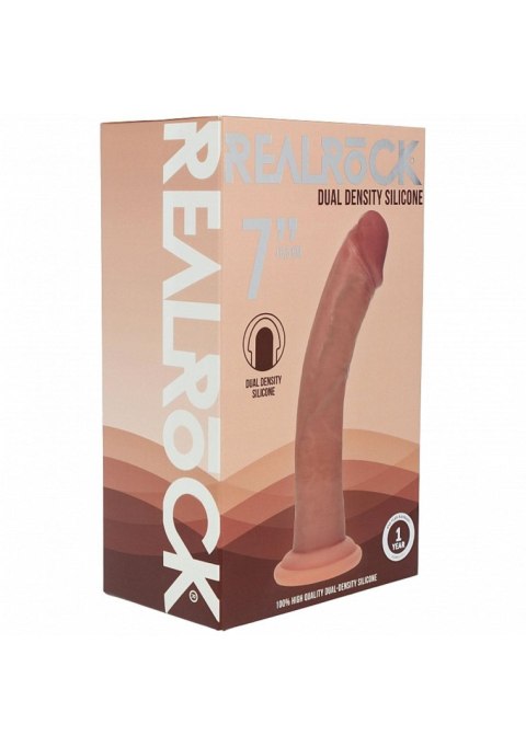 Dual Density Silicone Curved Realistic Dildo with Suction Cup - 7" / 18,5 cm - Tan