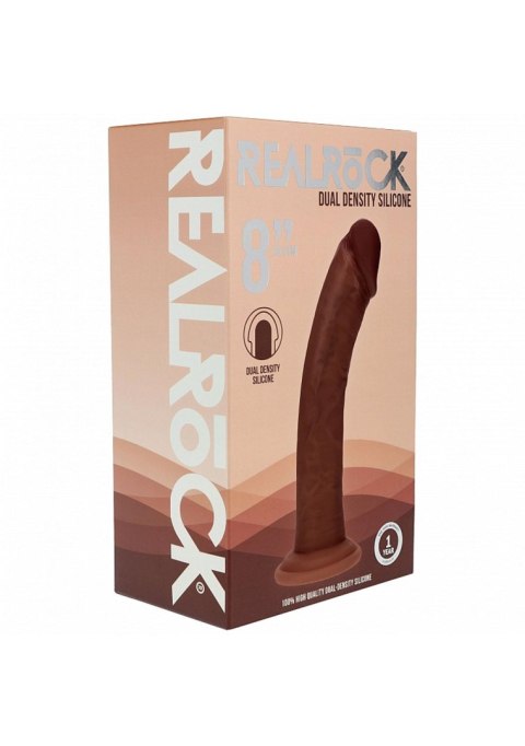 Dual Density Silicone Curved Realistic Dildo with Suction Cup - 8" / 20,5 cm - Brown
