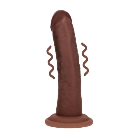 Dual Density Silicone Curved Realistic Vibrating Dildo with Suction Cup - 6" / 15,5 cm - Brown