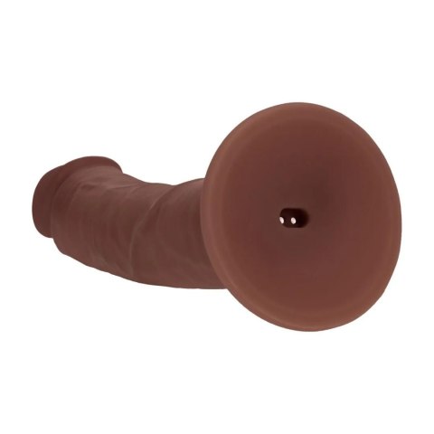 Dual Density Silicone Curved Realistic Vibrating Dildo with Suction Cup - 8" / 20,3 cm - Brown