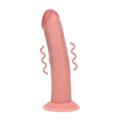Dual Density Silicone Curved Realistic Vibrating Dildo with Suction Cup - 8" / 20,3 cm - Flesh