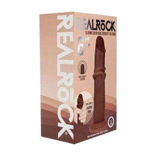 Dual Density Silicone Realistic Sliding Skin Dildo - 6" / 15,5 cm - Brown