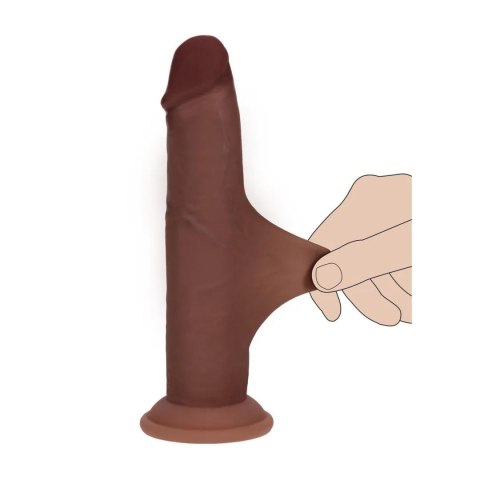 Dual Density Silicone Realistic Sliding Skin Dildo - 6" / 15,5 cm - Brown