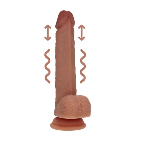Dual Density Silicone Realistic Vibrating Thrusting Dildo with Balls - 7" / 17,8 cm - Tan