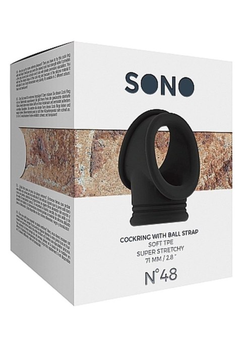 No.48 - Cockring with Ball Strap - Black No.48 - Cockring with Ball Strap - Black