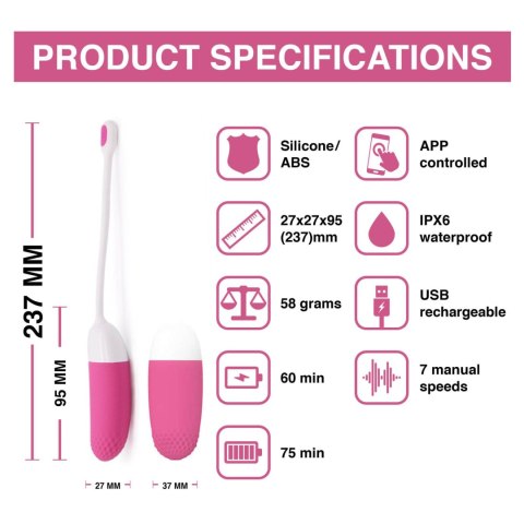 Kieszonkowy Wibrator z Aplikacją | Vini App Controlled Love Egg Pink Kieszonkowy Wibrator z Aplikacją | Vini App Controlled Love Egg Pink